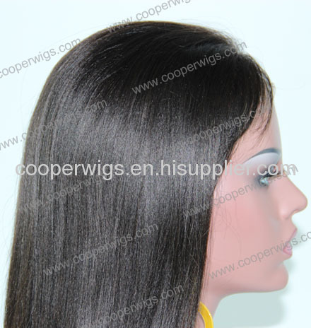 Fashion Yaki Straight Virgin Brazilian Hair Lace Wigs