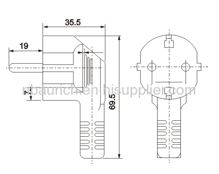 Schuko plug 16A 250V with H03RT-H