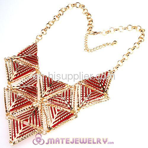 Cool Fashion Large Gold And Red Collar Triangle Bib Statement Necklace