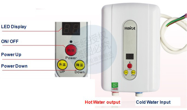 5,500W Power setting tankless electric water heater(white)