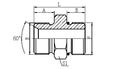 1BO BSP MALE DOUBLE USE FOR 60° CONE SEAT OR BONDED SEAL / SAE O-RING BOSS L-SERIES ISO 11926-3 HYDRAULIC HOSEFITTING