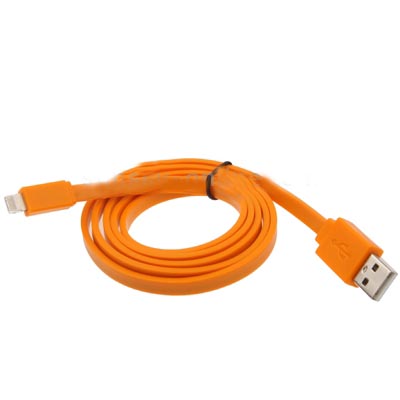 Noodle Style USB Data Sync Charger Cable for iPhone 5, Length: 1m (Orange)