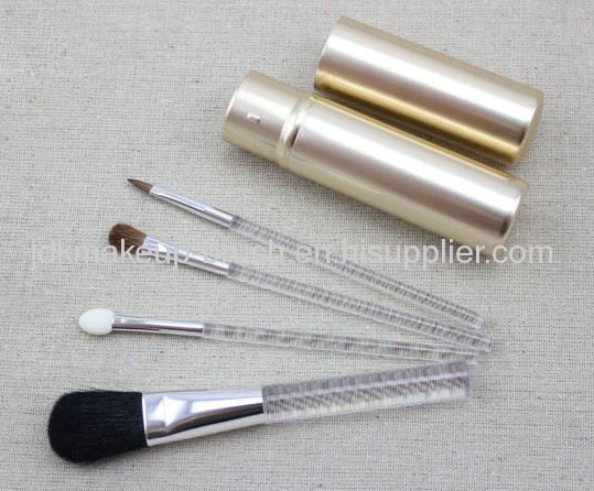 4PCS Goat Hair mini cosmetic brush set with Aluminum Tube