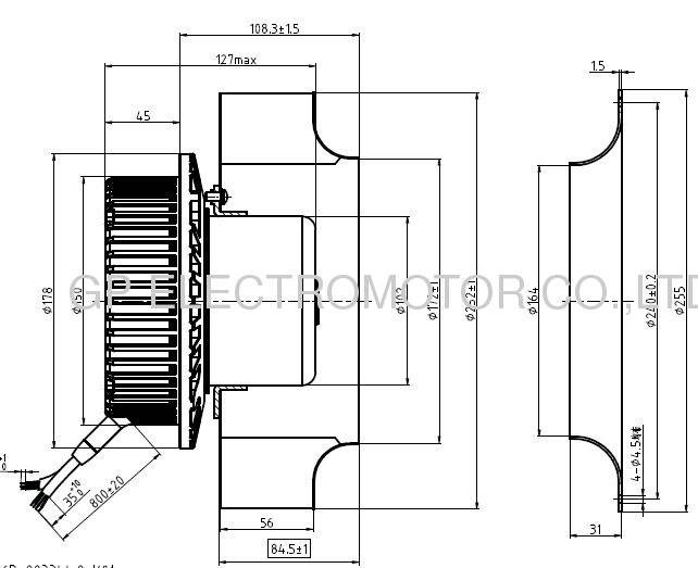 250 EC Centrifugal fan for highly efficient PV Renewable energy solar inverter 