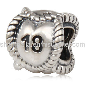 european Sterling Silver Message Bead Birthday Milestones 18 Charm Wholesale