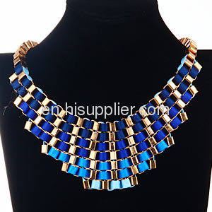 Trendy Multi Layer Statement Black Gold Fallon Veruca Chain Bib Necklace
