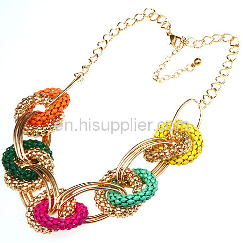 Costume Jewelry Cheap Punk Rock Hoop Link Chain Bib Necklace