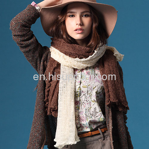 Mori Girl Fashion Plain Hollow Knitted Shawls Stoles And Scarves For Women