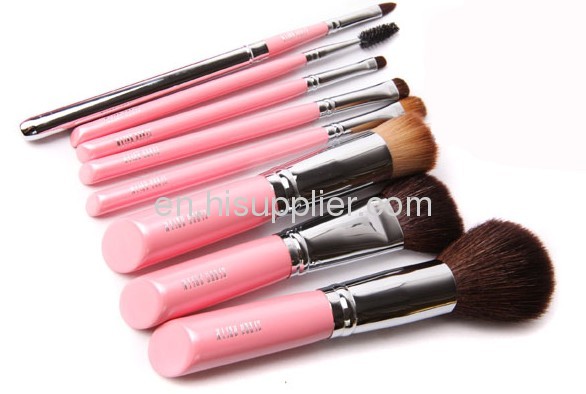 8PCS Pink Makeup Brush Kit with Zipper Pouch