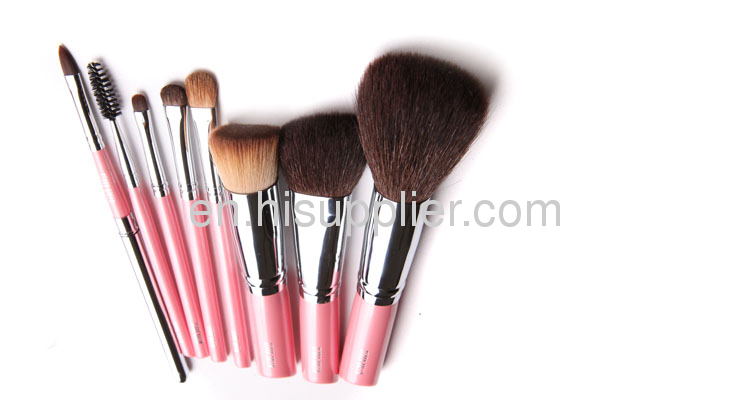 8PCS Pink Makeup Brush Kit with Zipper Pouch