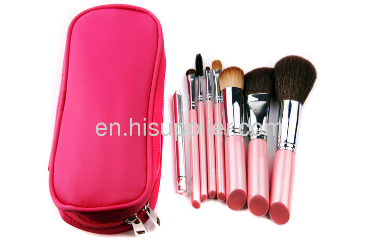 8PCS Pink Makeup Brush Kit with Zipper Pouch