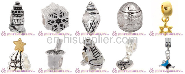 Platinum Plated Enamel european Christmas Dog Charms ForJewelry Making