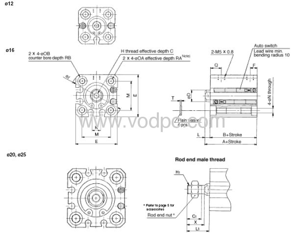 cqsb12,cqsb16,cqsb20,cqsb25 compact cylinders for air