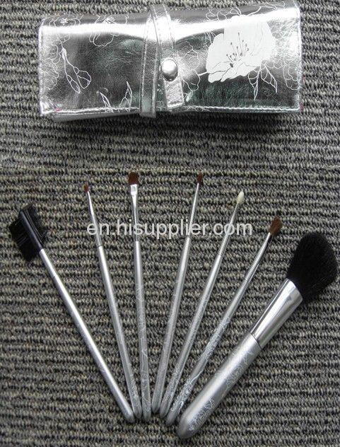 Best Promotion Gift 7pcs cosmetic brush set with Flower printing