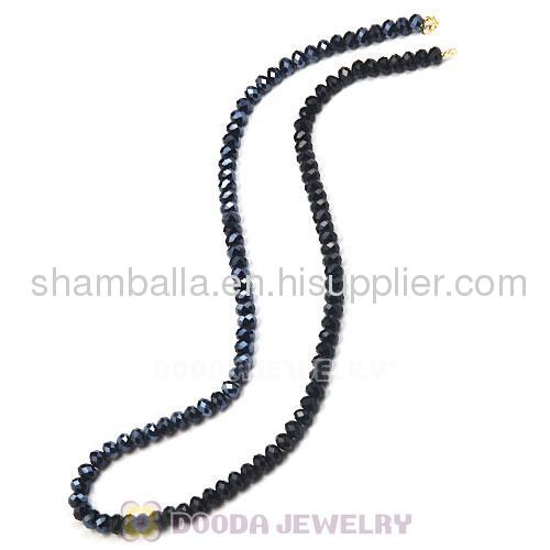 Vintage Black Faceted Glass Beads Necklace Long