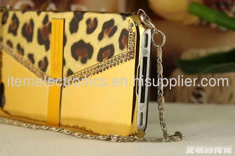 Handbag Design Luxury Case for iPhone 4 4S Leopard Handbag Lady Case With Different Colors + Retail Package