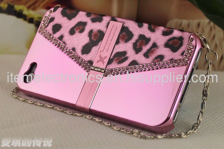 Handbag Design Luxury Case for iPhone 4 4S Leopard Handbag Lady Case With Different Colors + Retail Package