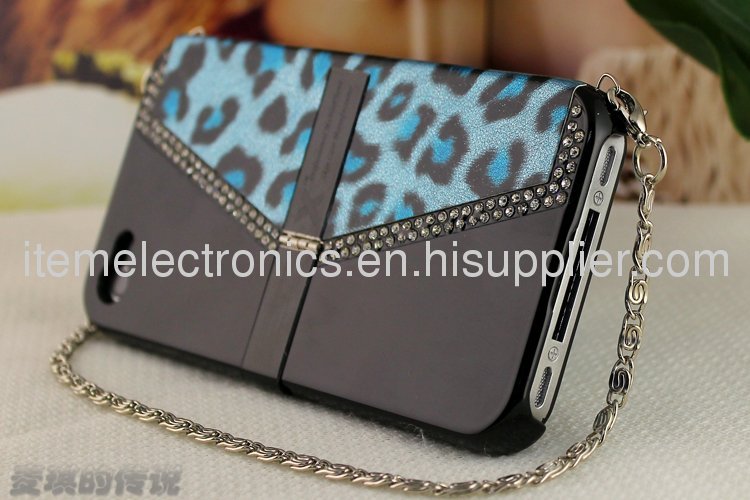 Handbag Design Luxury Case for iPhone 4 4S Leopard Handbag Lady Case With Different Colors + Retail Package