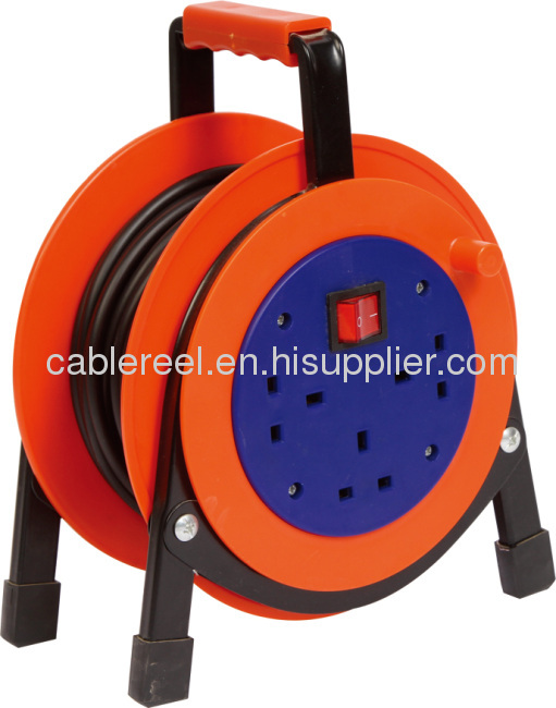 3way British Power Cord reel With Circuit Breaker protection