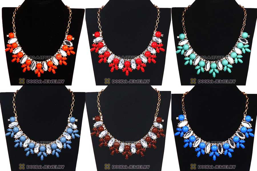 2012 hot sale Red Rhinestone Crystal Flower Choker Collar Bib Necklace