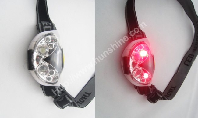 4white led+2red led headlamp