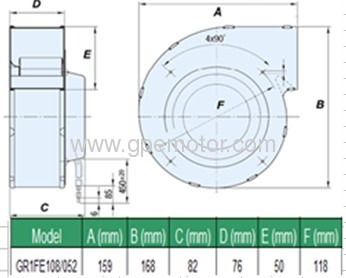 Building ventilation Brushless DC Fan with single inlet forward curve and speed control-G1G108