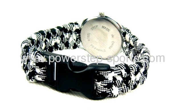 Fashion parachute cord bracelet for escape with watch