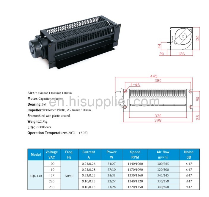 Crow flow fans 445mmx146x130 mm bearing ball