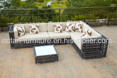 Alu garden rattan sofa big round wicker lounge set