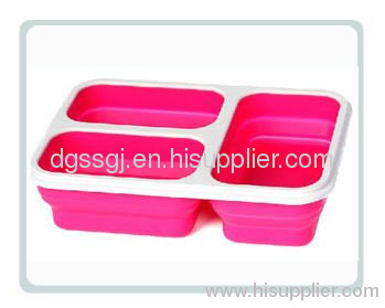 Square Shape Dinnerware Silicone 3 in 1Lunch Box