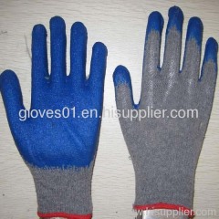 blue latex coated working gloves LG1506-6