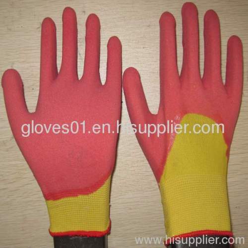 pink latex coated working gloves LG1507-7
