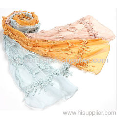 Wholesale Fashion Elegant Flower Lace Chiffon Pashmina Shawls