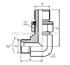 1BH9-OG 90° ELBOW BSP MALE 60° SEAT / METRIC MALE L-SERIES ISO 6149-3 HYDRAULIC ADAPTER FITTING ELBOW PIPE FITTING