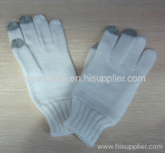 white color handmade knitting touch glove