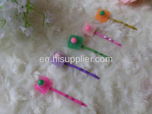 2012 fashion Fancy Handmade YZJ002 Iron and Resin Hair Clip/ Hair Grip/ Hairpin with Resin design