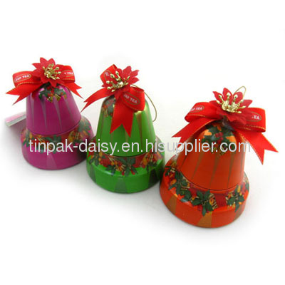 christmas bell tin;bell shaped tin box for sweet;candy packa