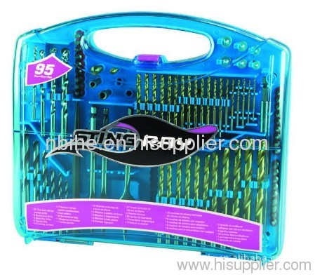 DIN33 95pc mix Power Drill Bit Set blue plastic mould case