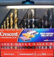 Crescent 15pc multi purpose drill bit set