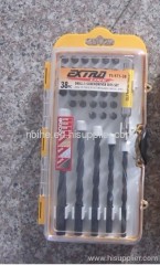 EXTRA 38pcs drill and screwdriver bit set transparent plastic mould box pakcing