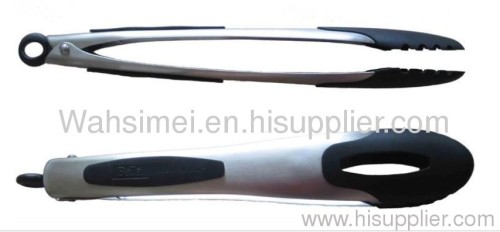 Fshion silicone tongs for cooking with stainless steel arms