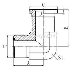 1FFL9 90° ELBOW ORFS MALE O-RING / L-SERIES FLANGE ISO 6162-1 HYDRAULIC ADAPTER FITTING ELBOW PIPE FITTING