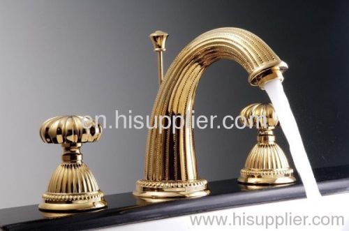 gold PVD waterfall faucet widespread sink faucet 3PCS waterfall FAUCET