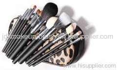 12PCS Cosmetic Brush Set with Leopard Pouch