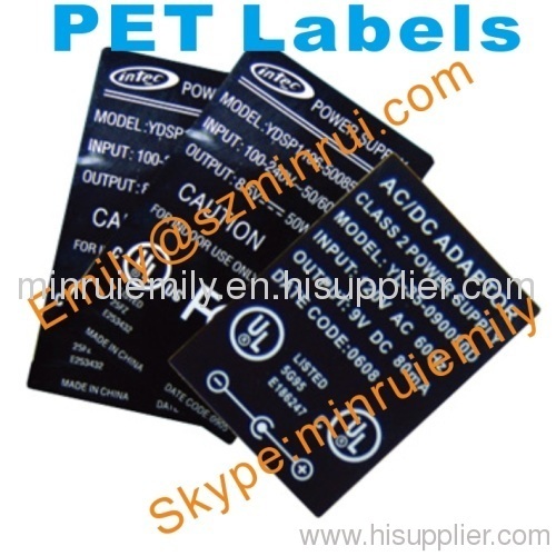 water proof PET labels