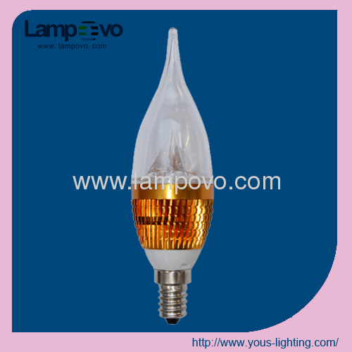 5W LED candle flame light E14 4*1W Lathe Aluminium