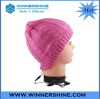 Pink cable knitted beanie headphone
