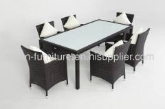 modern furniture PE rattan dinner set table and chair 7pcs