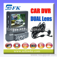 Portable HD Dual Lens Car Camera Vehicle Blackbox DVR (L1000)