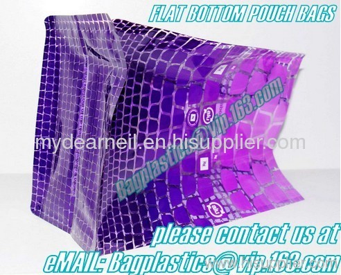 Flat Bottom pouch bag, Square bottom stand up pouches, Soup Pouches, Roll Stock, Aluminum Foil Bags